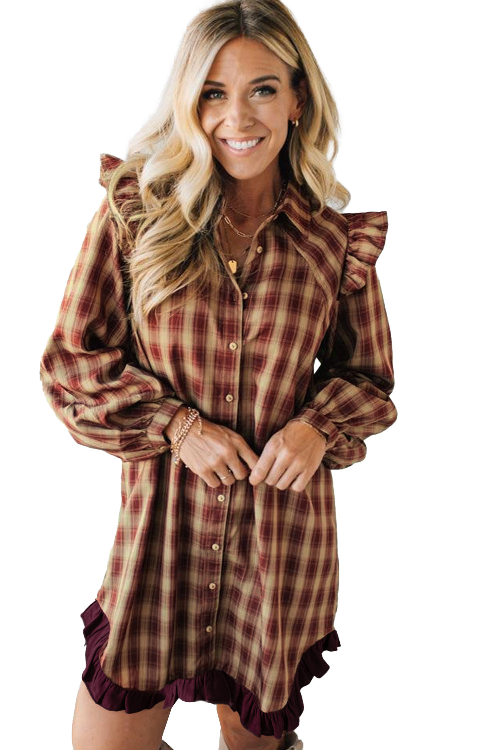 Polly Plaid Mini Shirt Dress
