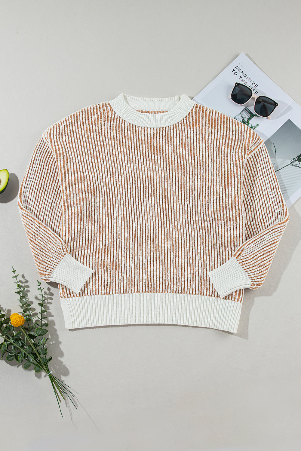 Chelsea Striped Contrast Trim Loose Sweater