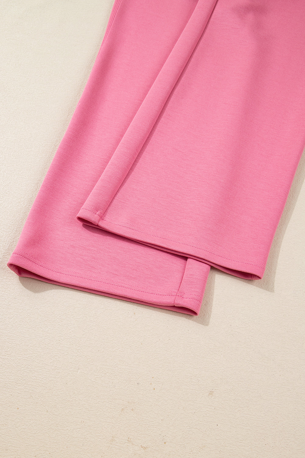 Pink Solid Color Zip Up Hoodie Drawstring Loose Pants Set