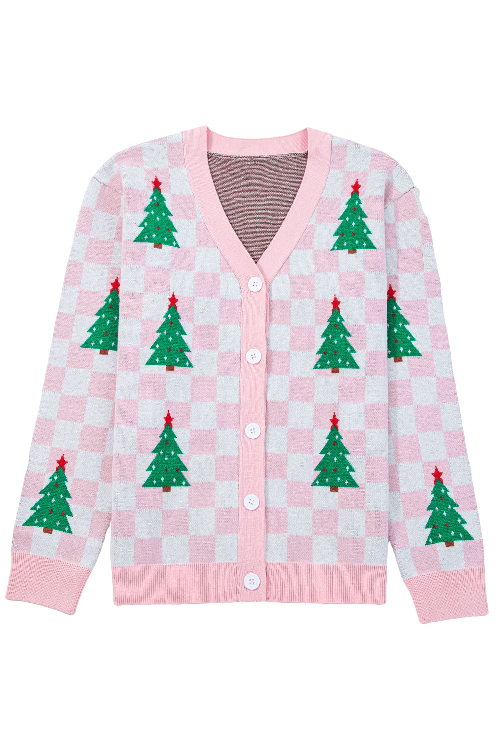 Dolan Red Checkered Christmas Tree Cardigan