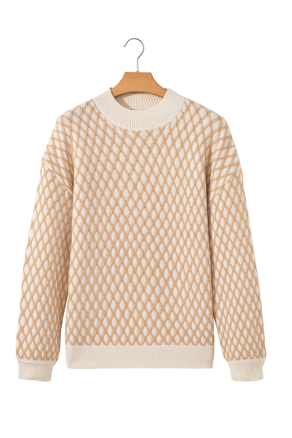 Lennox Checkered Textured Knit Mock Neck Sweater