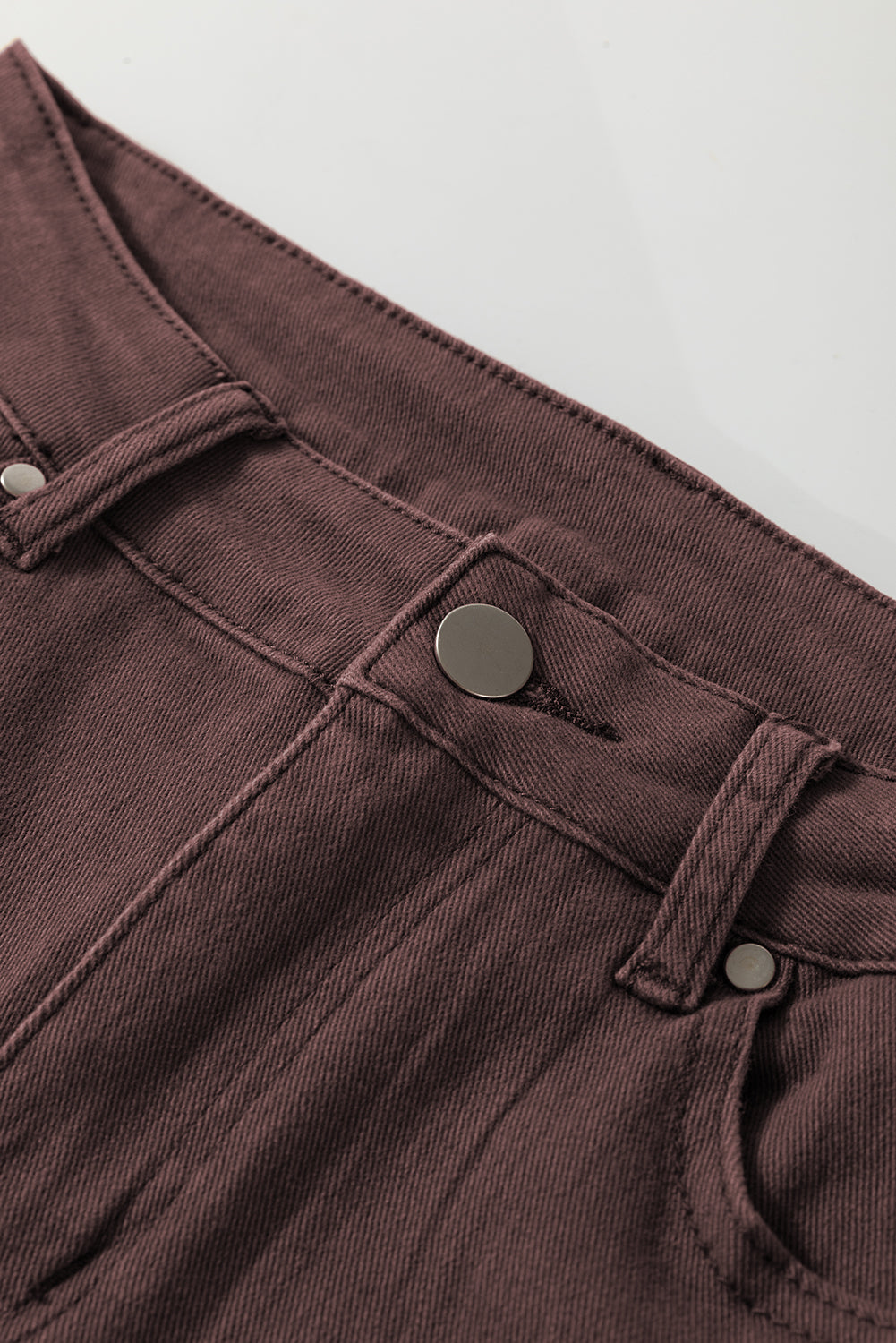 Coffee Solid Color Loose Straight High Waist Jeans