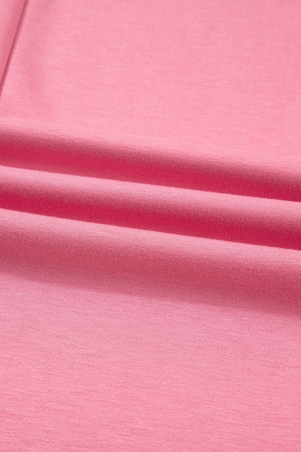 Pink Solid Color Zip Up Hoodie Drawstring Loose Pants Set