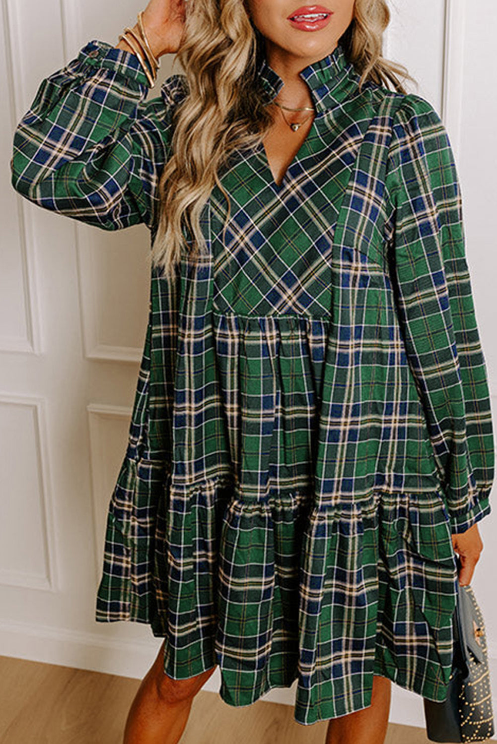 Molly Plaid Long Sleeve Mini Dress