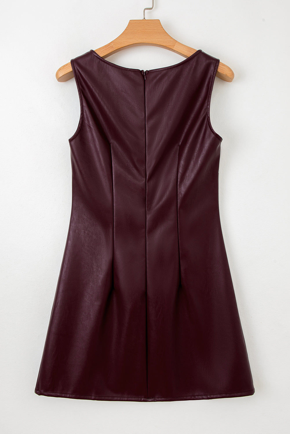 Marry Faux Leather Sleeveless Round Neck Mini Dress Staton House Marry Faux Leather Sleeveless Round Neck Mini Dress Staton House