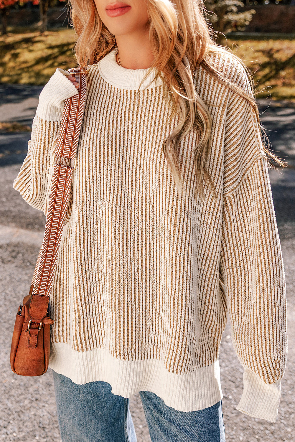 Chelsea Striped Contrast Trim Loose Sweater