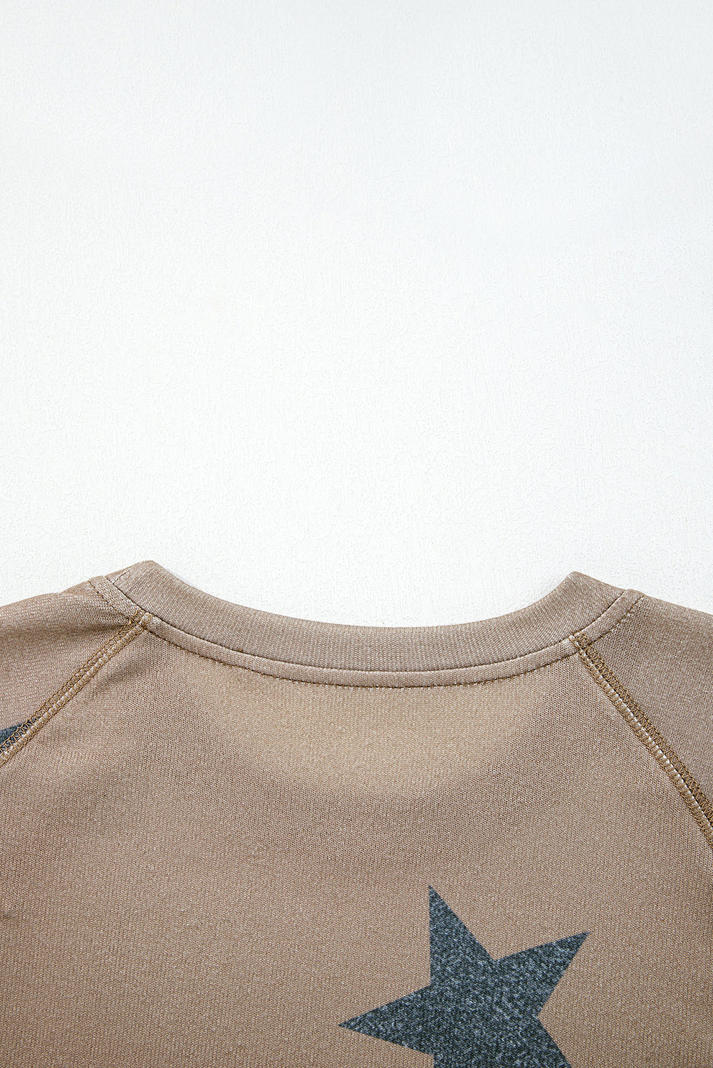 Khaki Retro Star Print Long Sleeve Pullover Drawstring Wide Leg Pajama Set