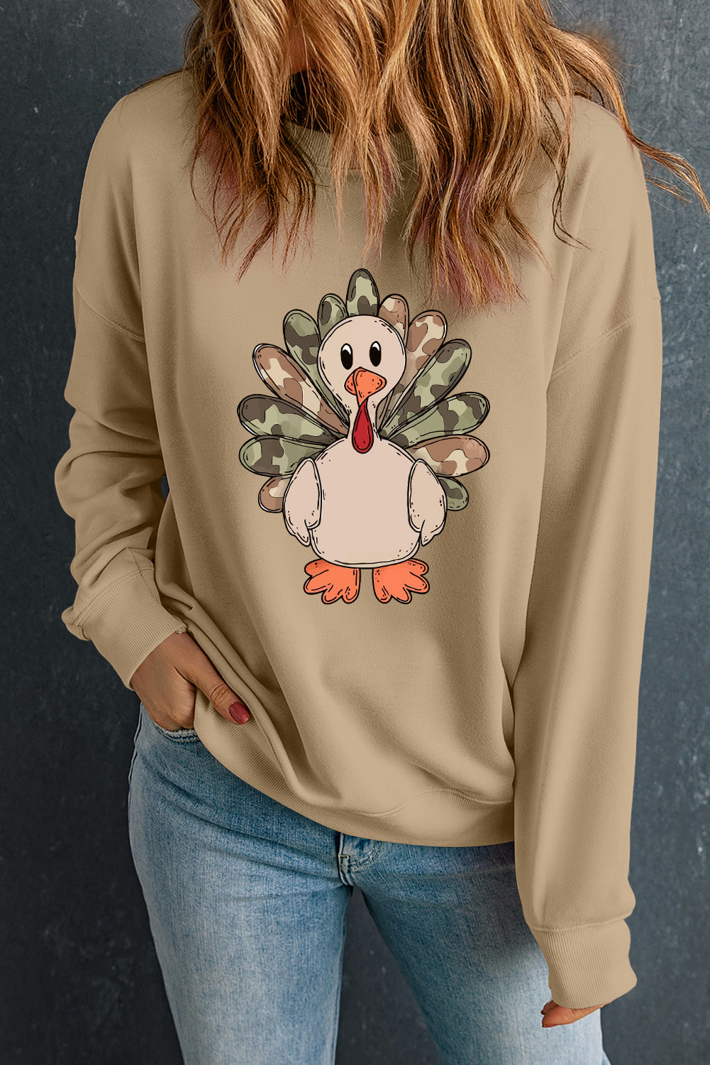 Kate Camouflage Turkey Graphic Sweatshirt