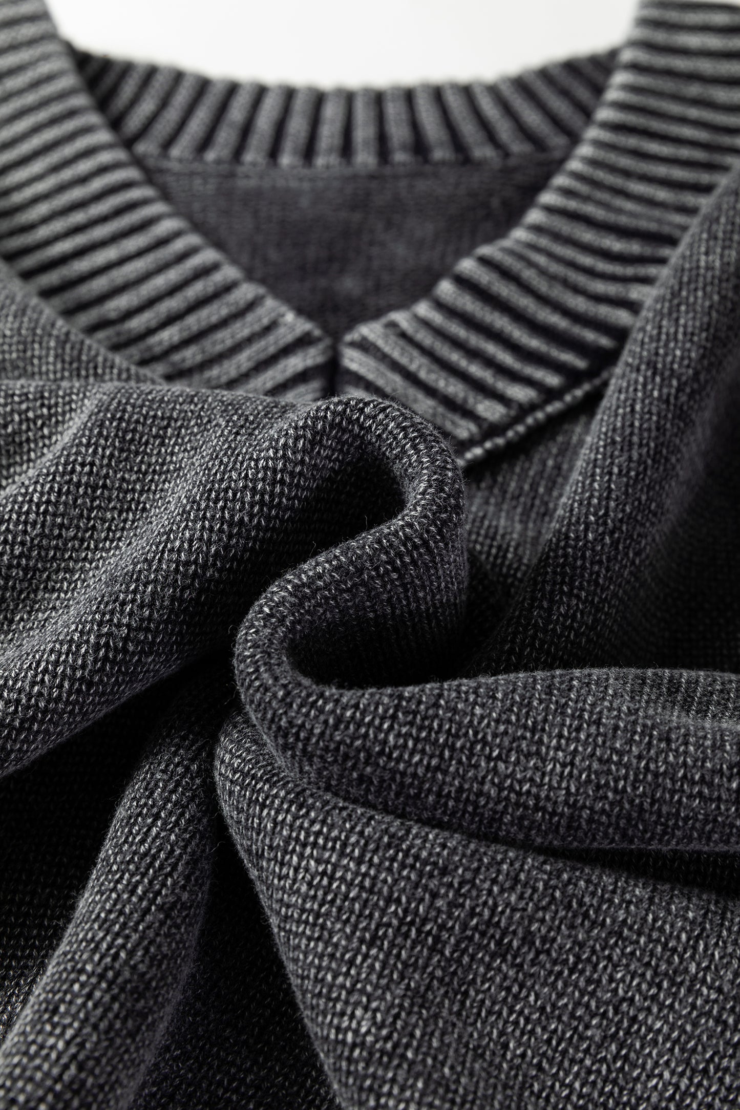 Four Leaf Clover Mineral Wash V Neck Knit Exposed Seam Drop Shoulder Loose Sweater