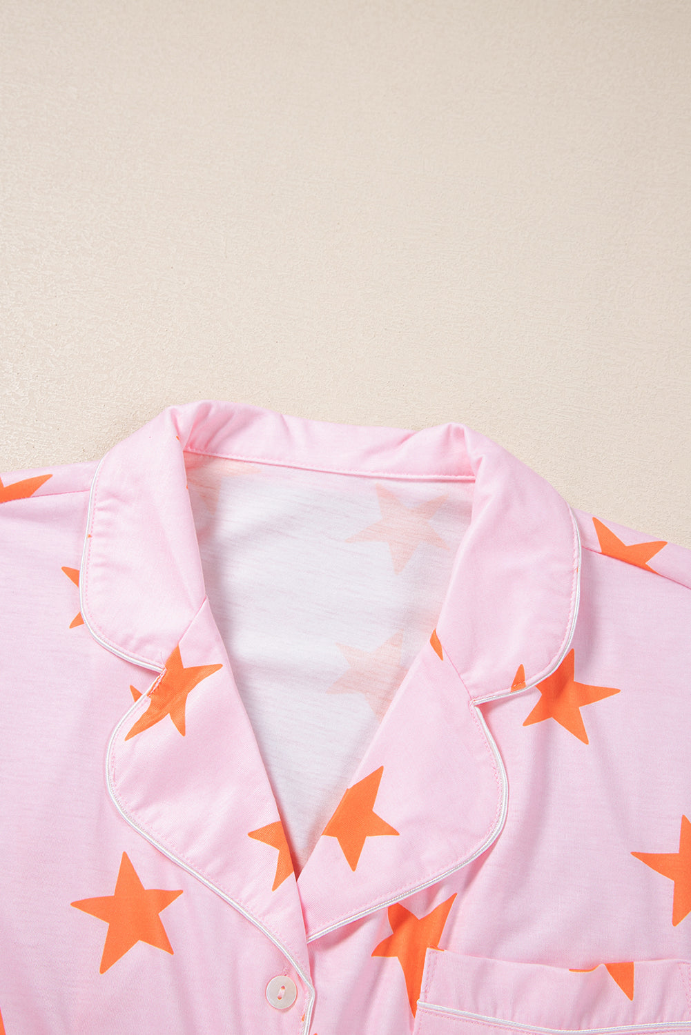 Pink Stars Short Sleeve Shirt and Shorts Pajama Set