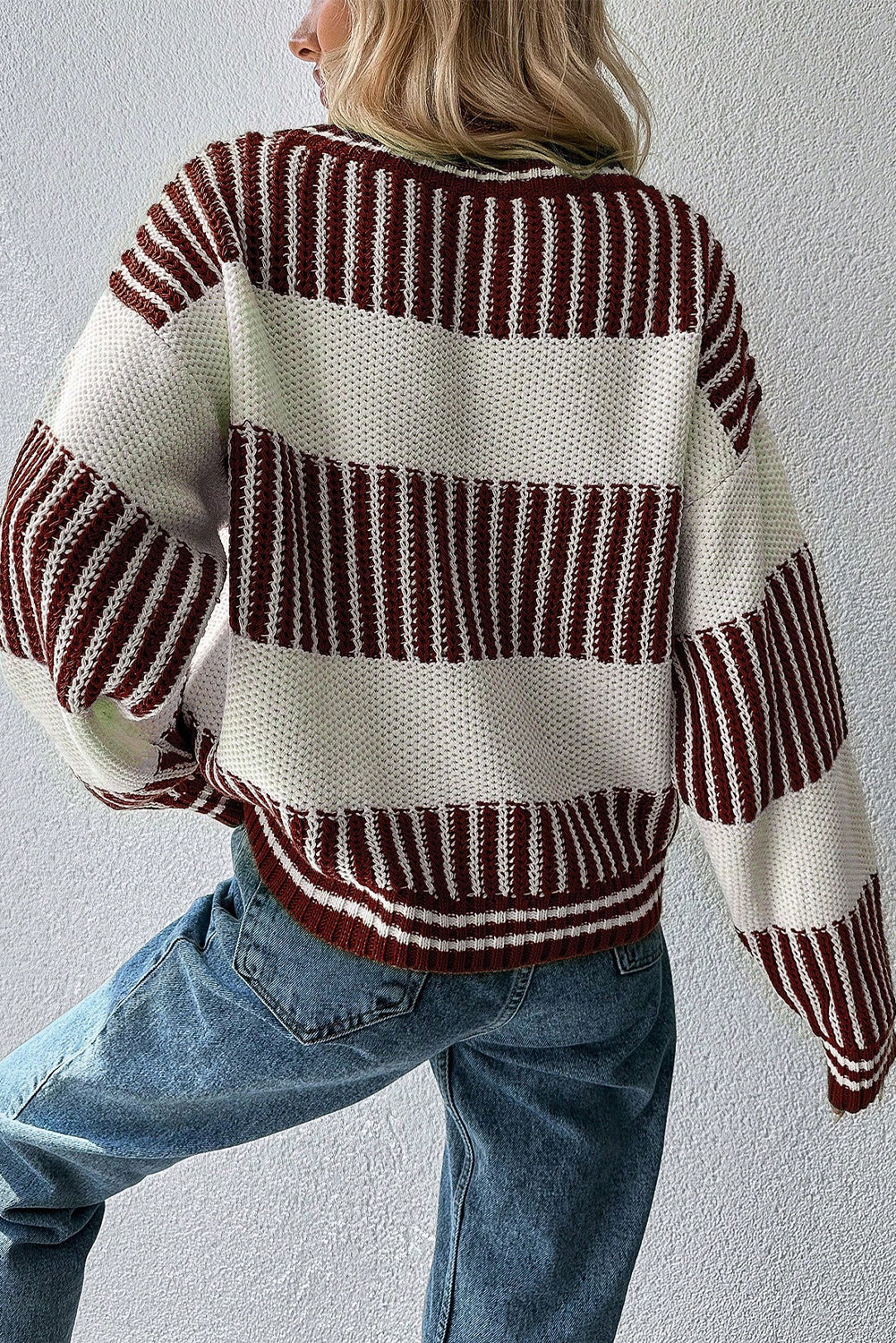 Laura Striped Patchwork Drop Shoulder Sweater
