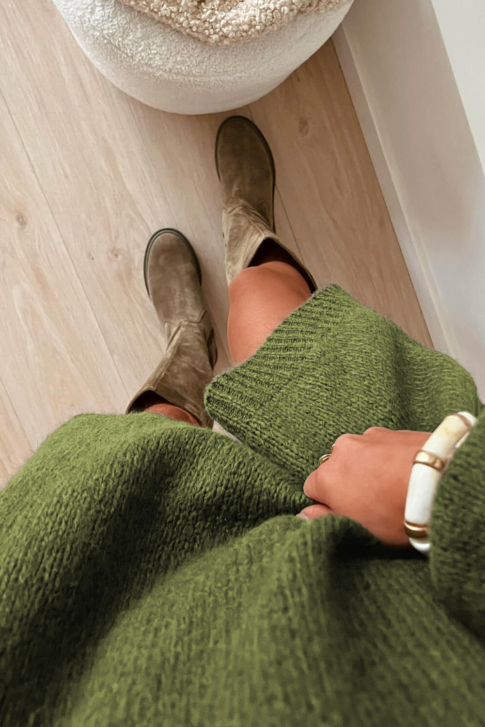 Olive Oversized Sweater Dress – Cozy Knit Fall & Winter Essential