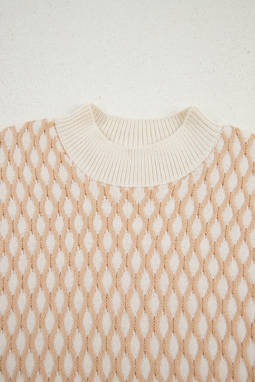 Lennox Checkered Textured Knit Mock Neck Sweater