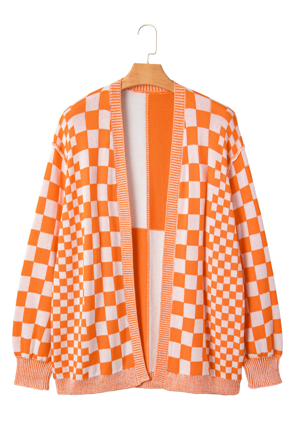 Bonnie Checkered Plus Size Drop Shoulder Knit Cardigan