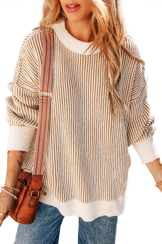 Chelsea Striped Contrast Trim Loose Sweater