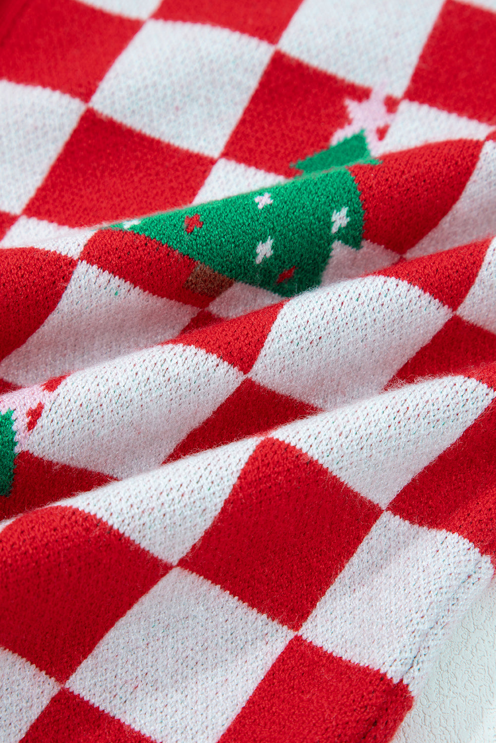 Dolan Red Checkered Christmas Tree Cardigan