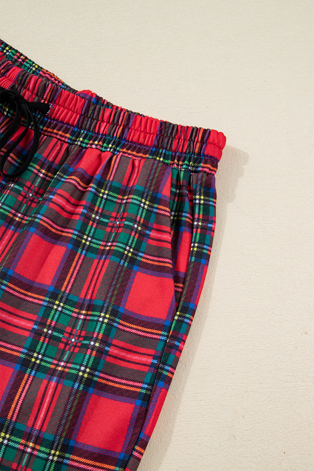 Red Plaid MAMA Graphic Christmas Holiday Crewneck Pullover and Pants Lounge Set