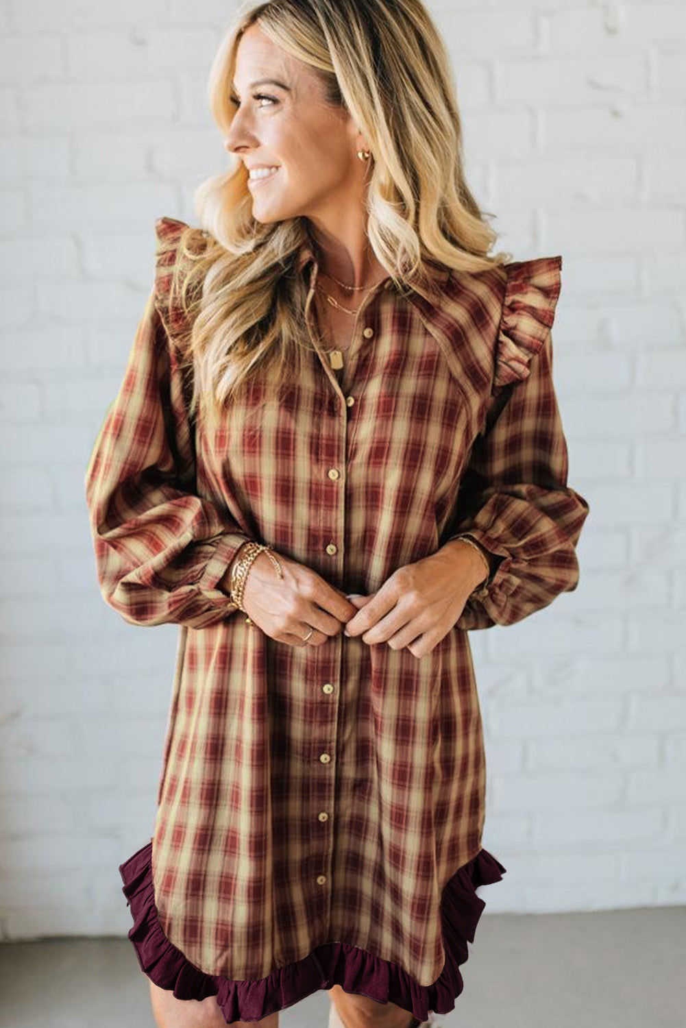 Polly Plaid Mini Shirt Dress