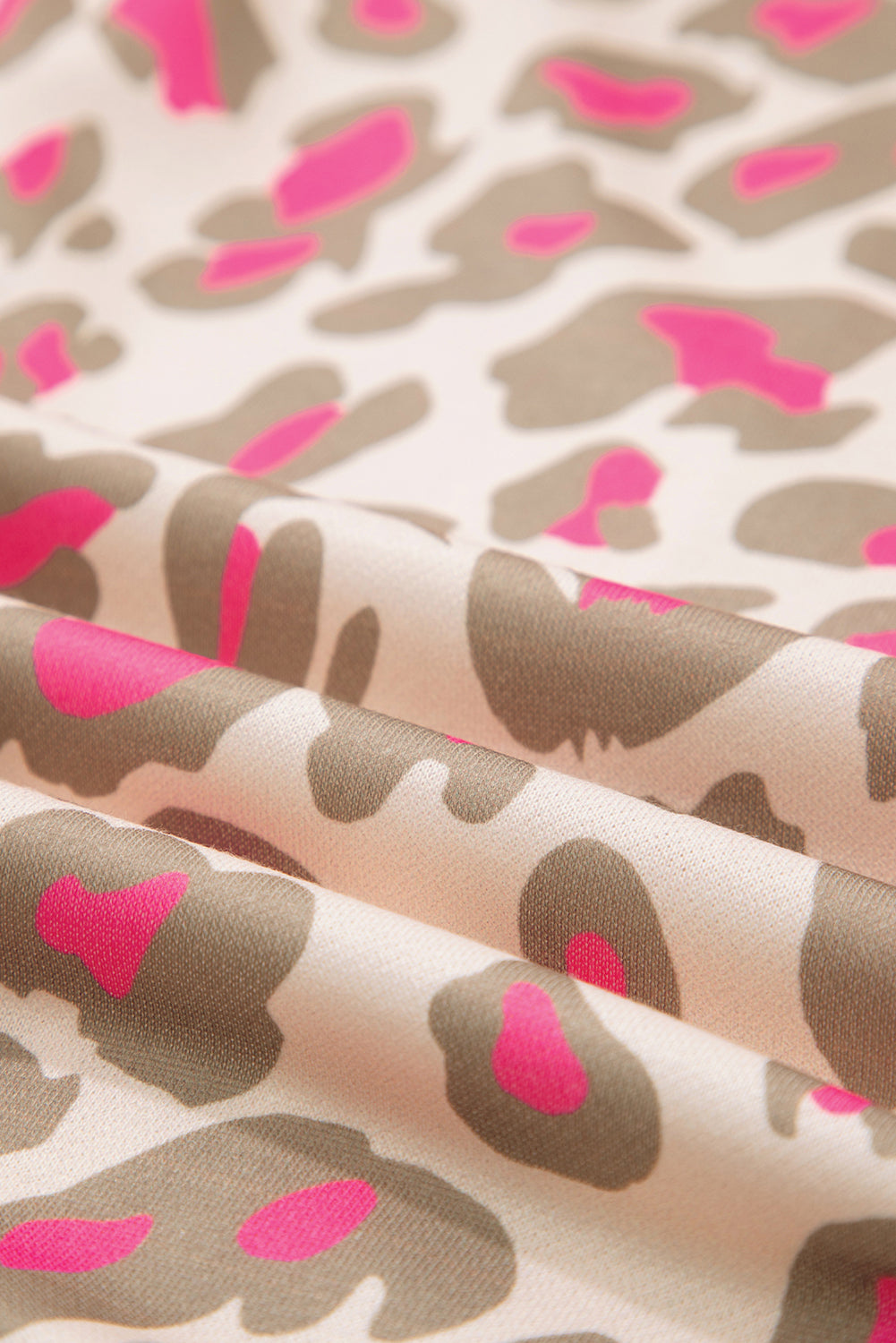 Rose Leopard Print Zip Up Hooded Sweatshirt