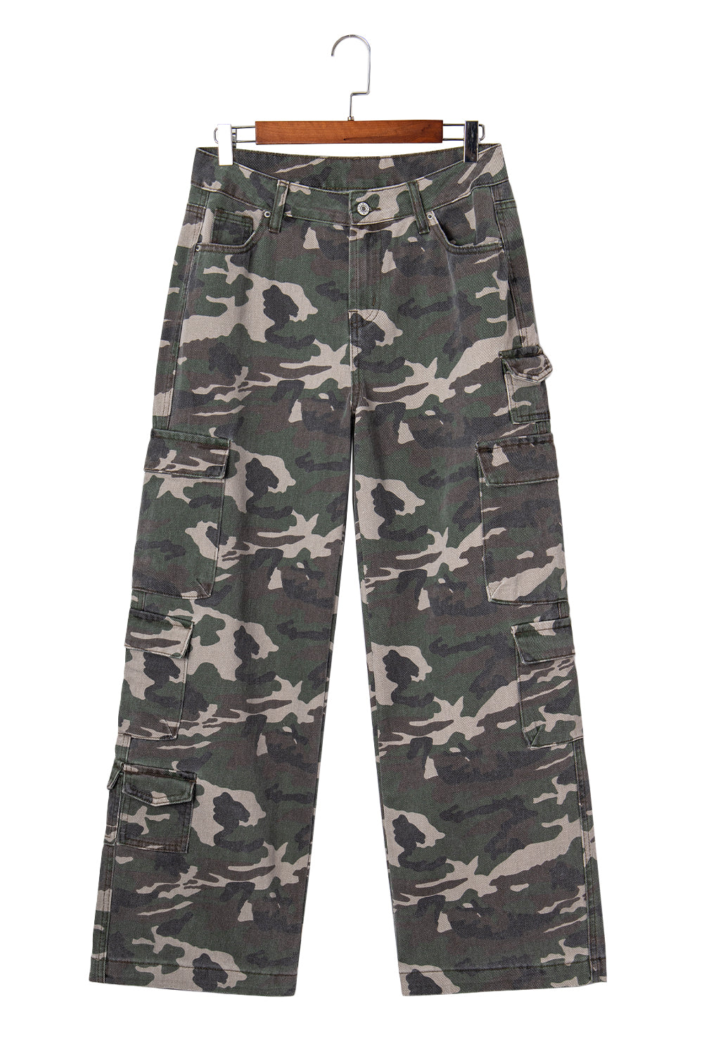 Green Camo Multi Pocket Cargo Wide Leg Jeans
