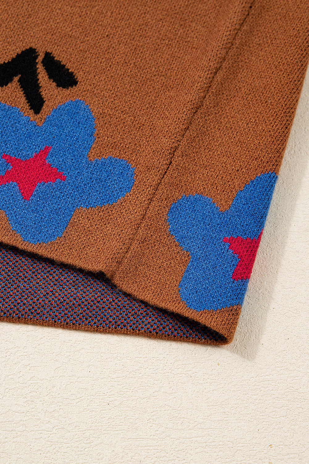 Chestnut Vintage Floral Pattern High Neck Sweater Vest