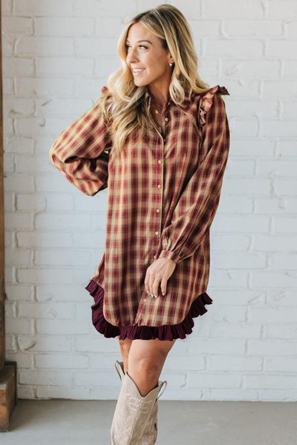 Polly Plaid Mini Shirt Dress