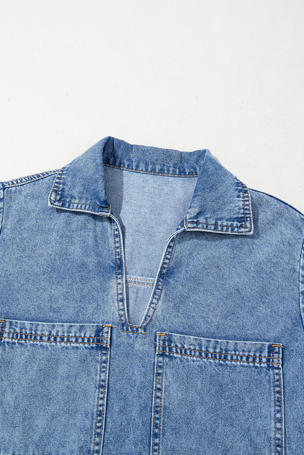 Destiny Short Sleeve Collared Chest Pocket Denim Mini Dress