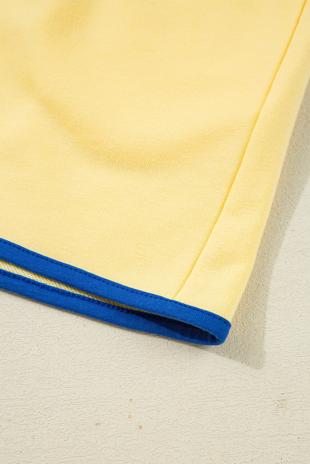 Red Dahlia Colorblock Patchwork Half Button Pullover and Shorts Outfit