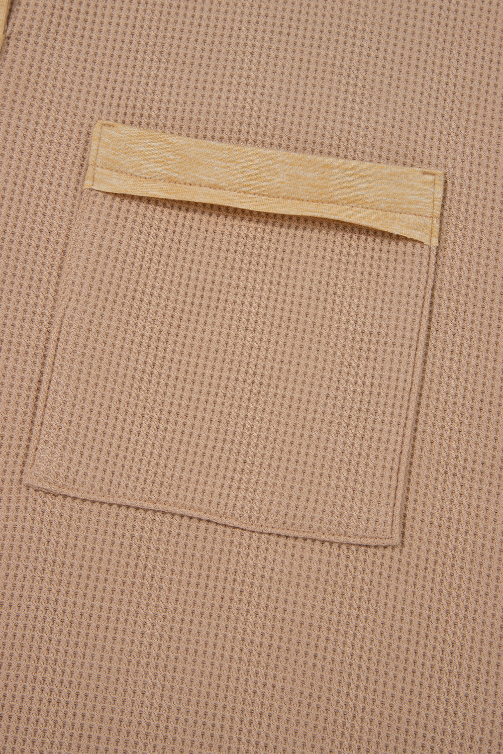 Vineyard Green Waffle Textured Patchwork Tunic Henley Top