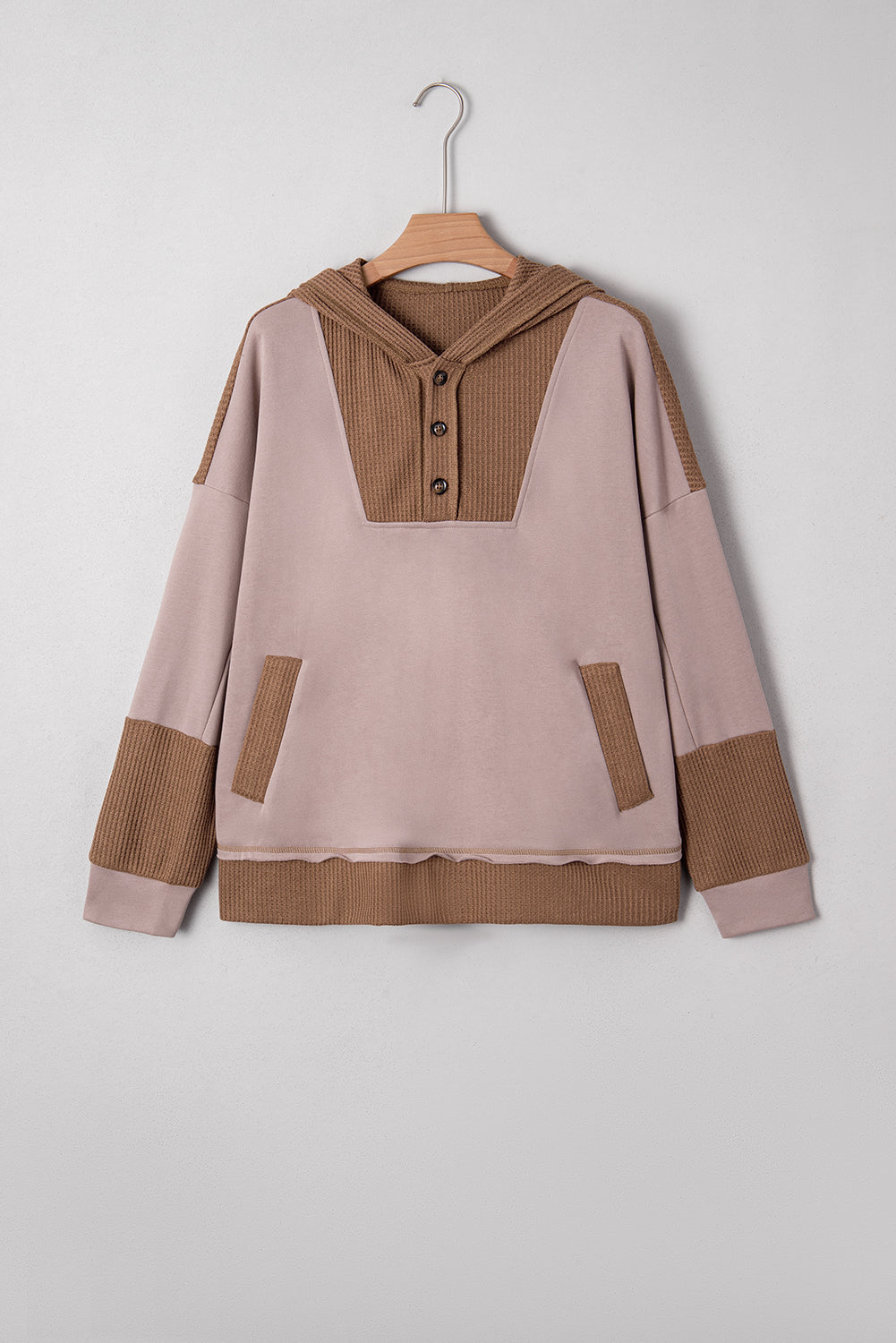 Jenny Waffle Patchwork Exposed Seam Oversized Hoodie