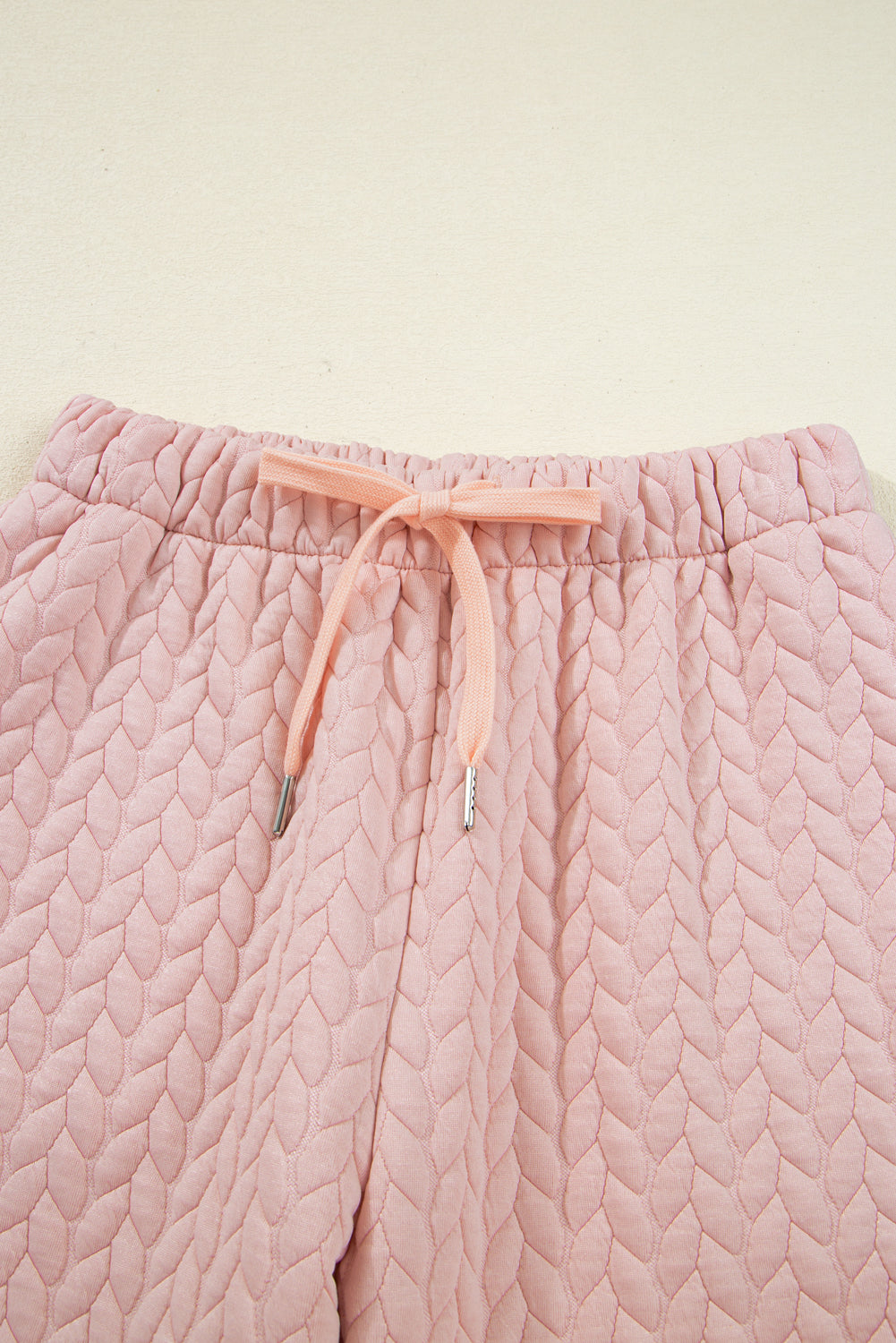 Delicacy Braided Texture Ruffle Hem Top Drawstring Loose Pants Set