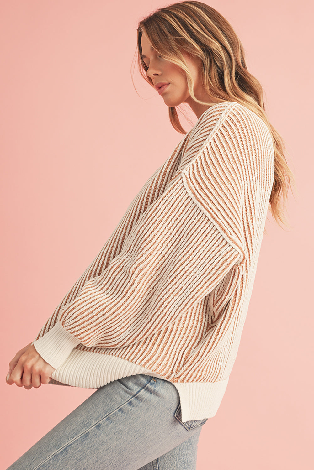 Chelsea Striped Contrast Trim Loose Sweater