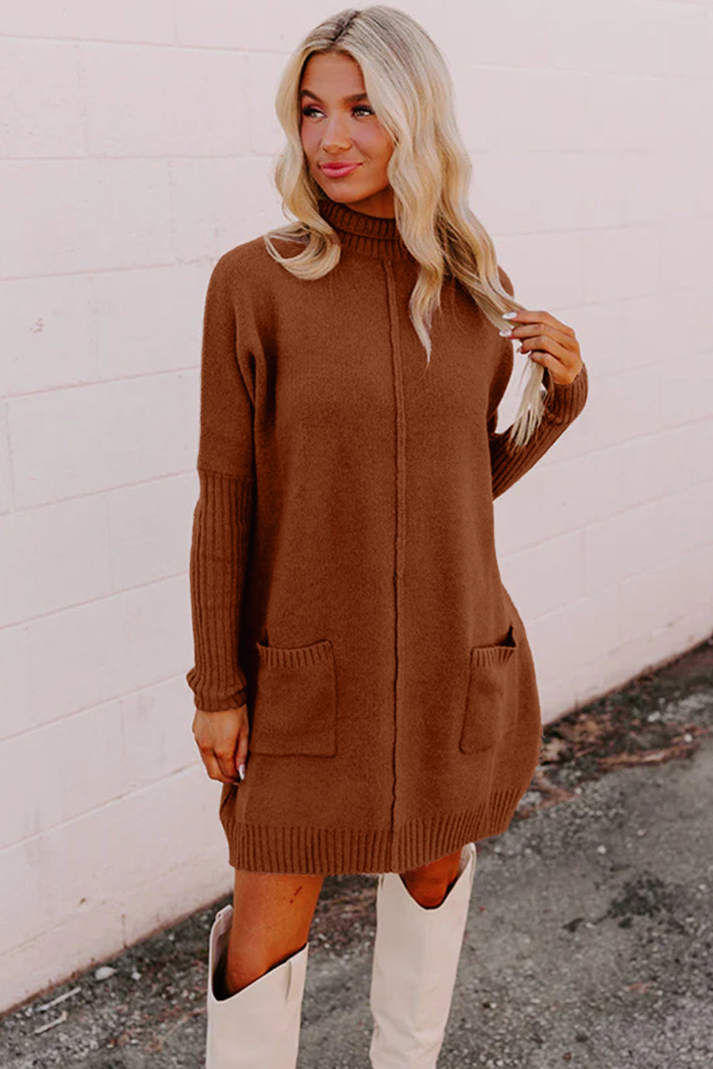Autumn Cozy Turtleneck Sweater Dress