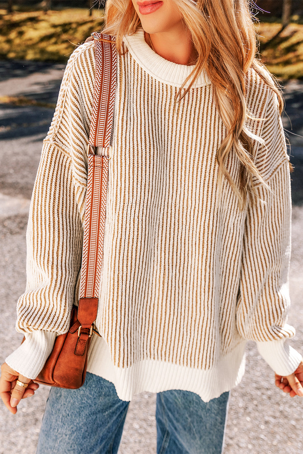 Chelsea Striped Contrast Trim Loose Sweater