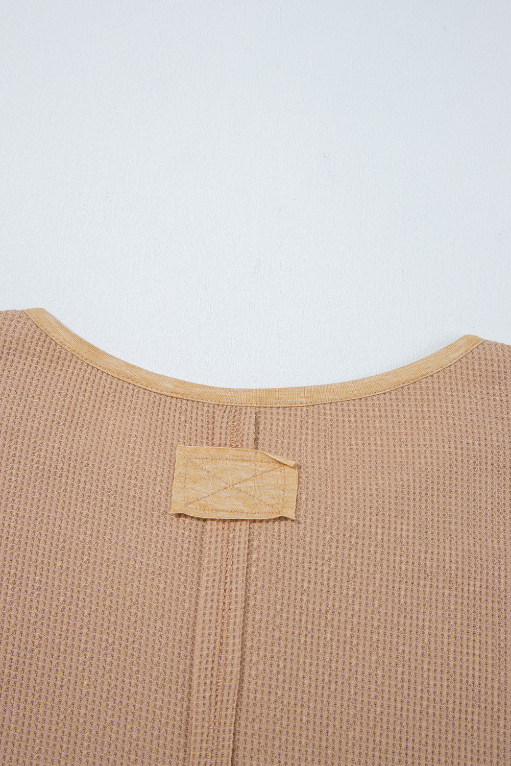 Vineyard Green Waffle Textured Patchwork Tunic Henley Top