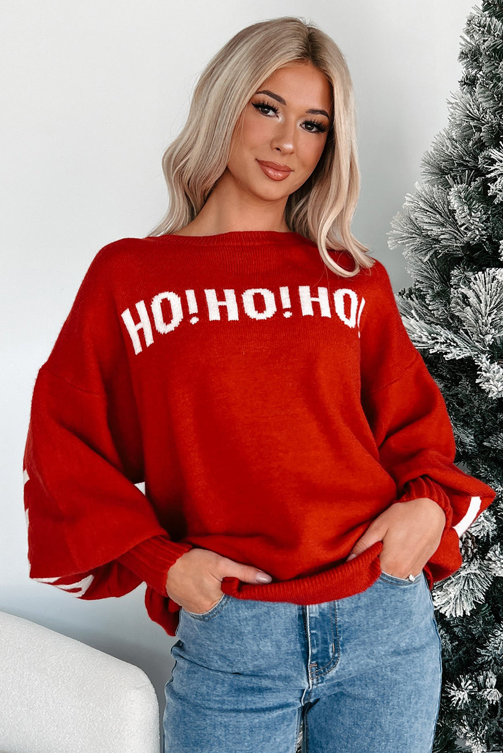 MERRY CHRISTMAS | HO HO HO Drop Shoulder Loose Sweater