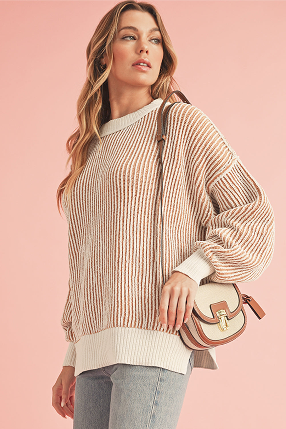 Chelsea Striped Contrast Trim Loose Sweater
