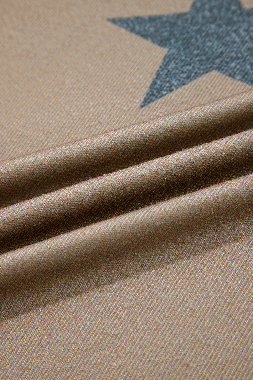 Khaki Retro Star Print Long Sleeve Pullover Drawstring Wide Leg Pajama Set