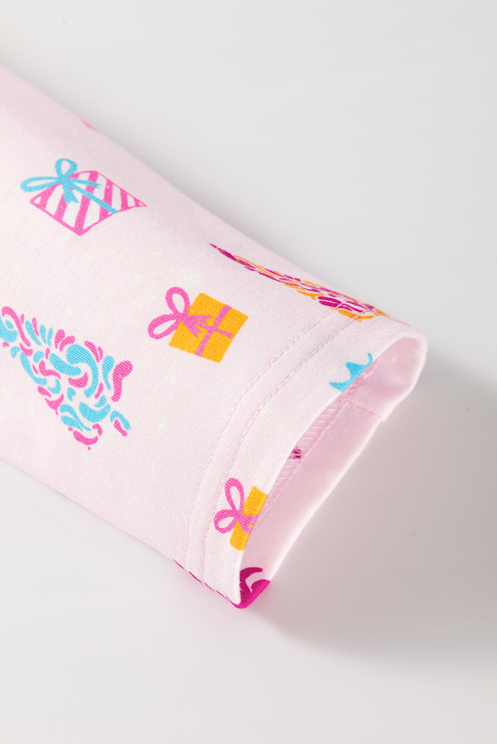 Pink Christmas Twinkle Tree Print Casual Shirt Sleep Dress