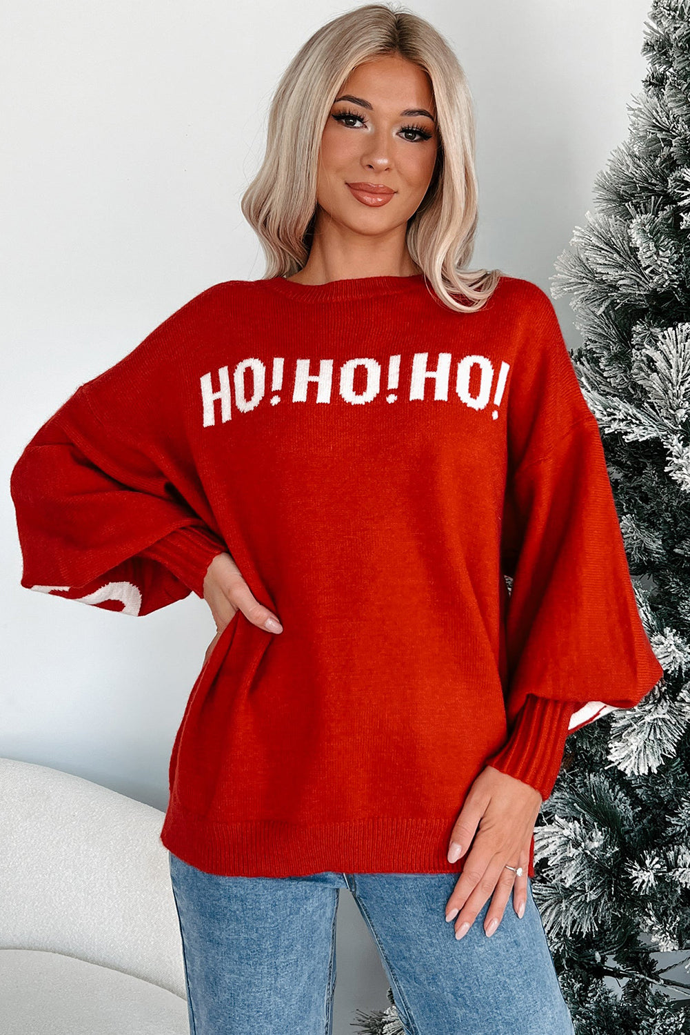 MERRY CHRISTMAS | HO HO HO Drop Shoulder Loose Sweater