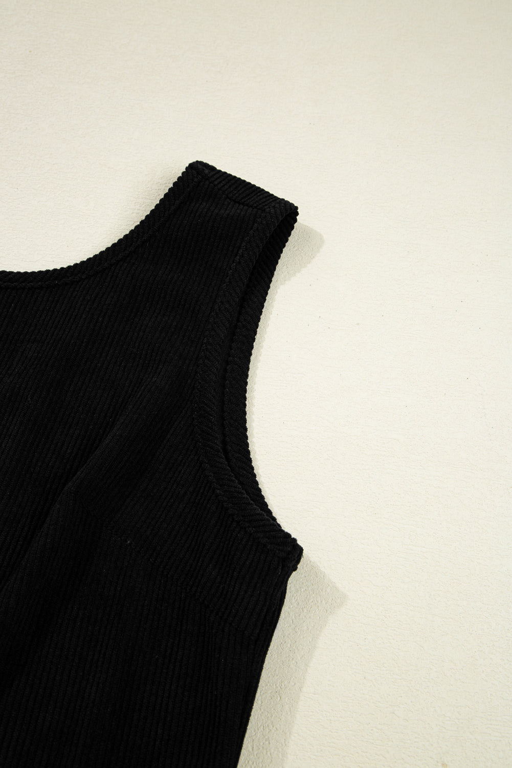 Black Corduroy Exposed Seam Sleeveless Mini Dress